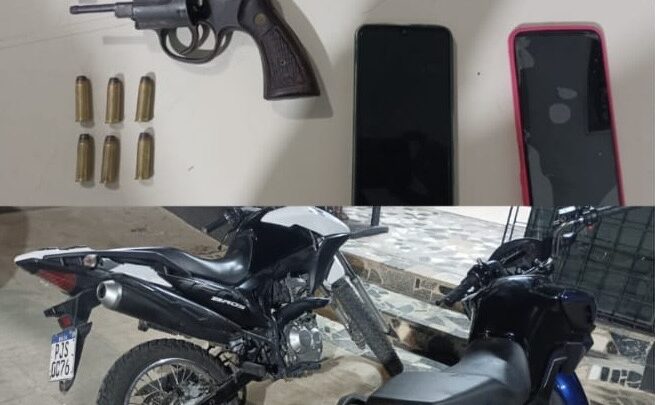 Preso acusado de roubar moto e porte ilegal de arma de fogo