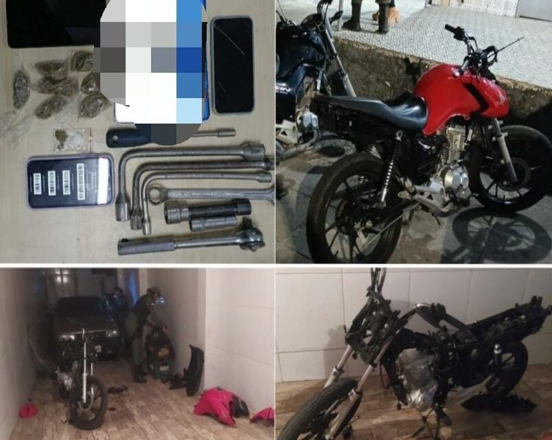 PM flagra desmanche de moto e prende três pessoas PM flagra desmanche de moto e prende três pessoas