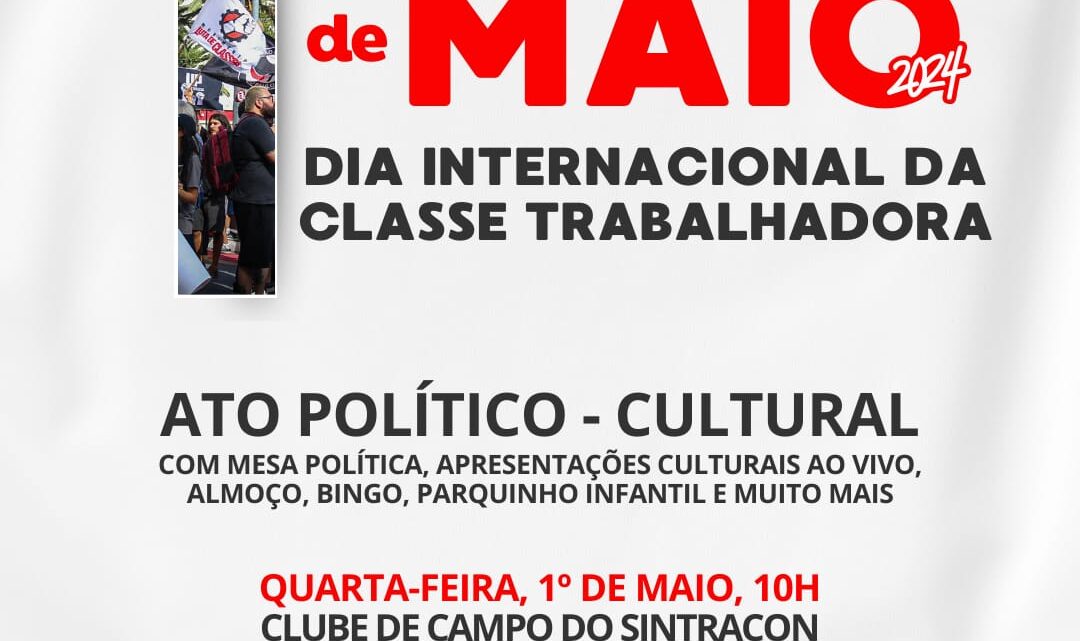 SINTRACON Caruaru realizará ato político-cultural no 1° de Maio