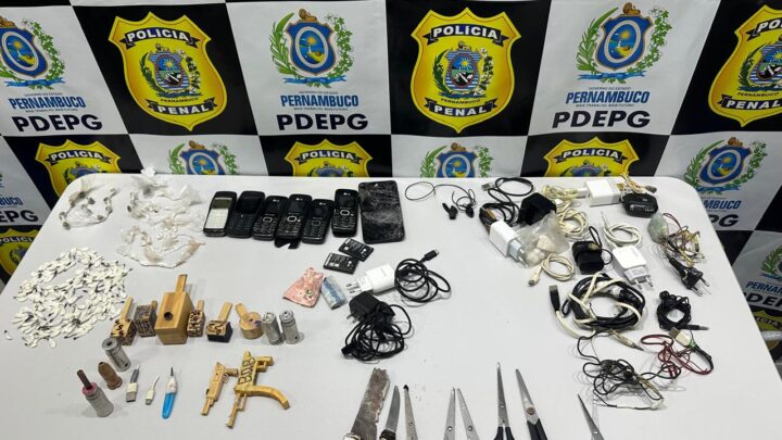 Forças policiais realizam revista na penitenciária e apreendem diversos materiais ilícitos