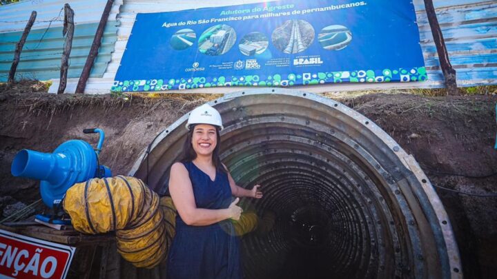 Em Caruaru, governadora Raquel Lyra vistoria instalação de túnel da Adutora do Agreste e a obra do Parque Janelas para o Rio
