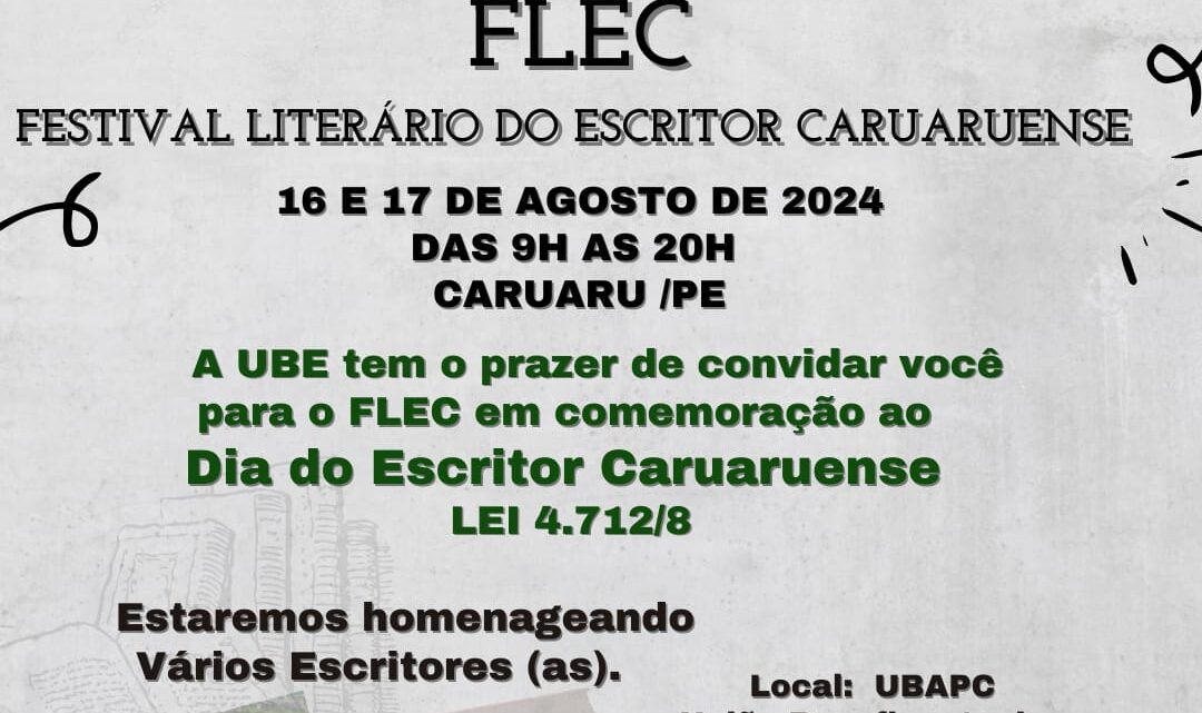 Dia do Escritor Caruaruense será comemorado em festival