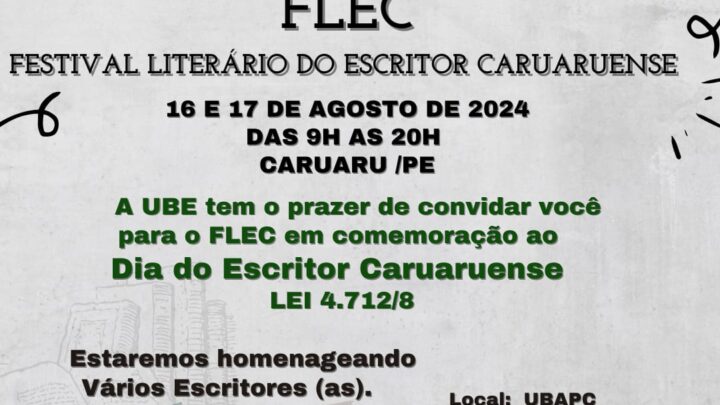 Dia do Escritor Caruaruense será comemorado em festival
