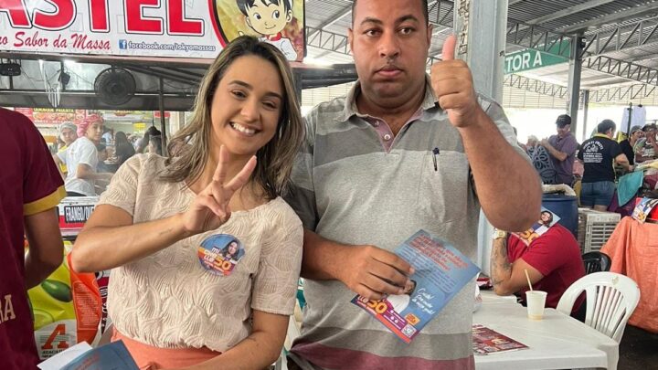Em panfletagem, Michelle Santos defende criação da Secretaria das Feiras