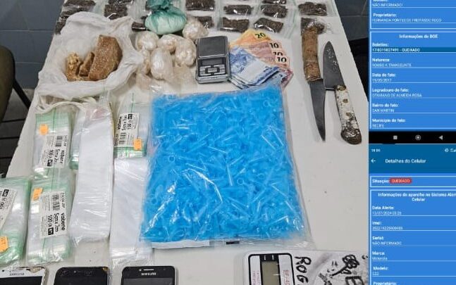 Seis pessoas são presas por tráfico de drogas e com celulares roubados