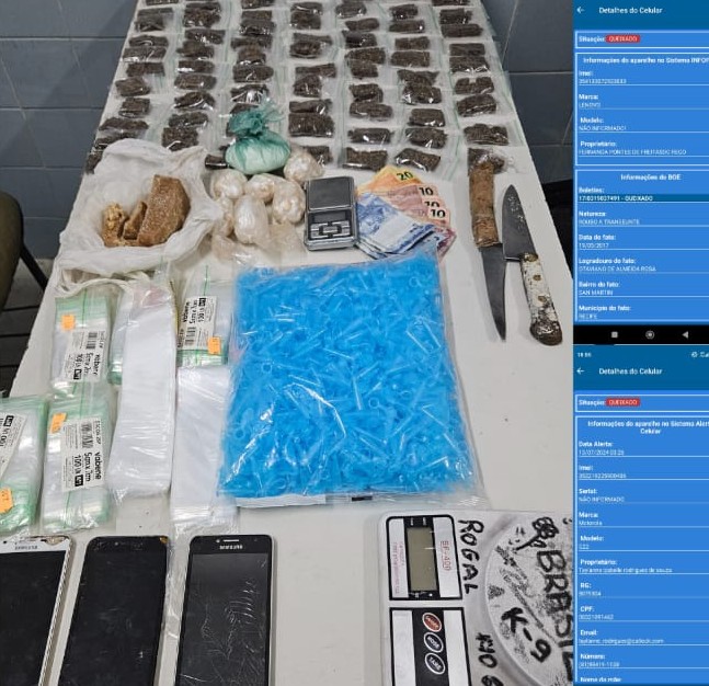 Seis pessoas são presas por tráfico de drogas e com celulares roubados Seis pessoas são presas por tráfico de drogas e com celulares roubados