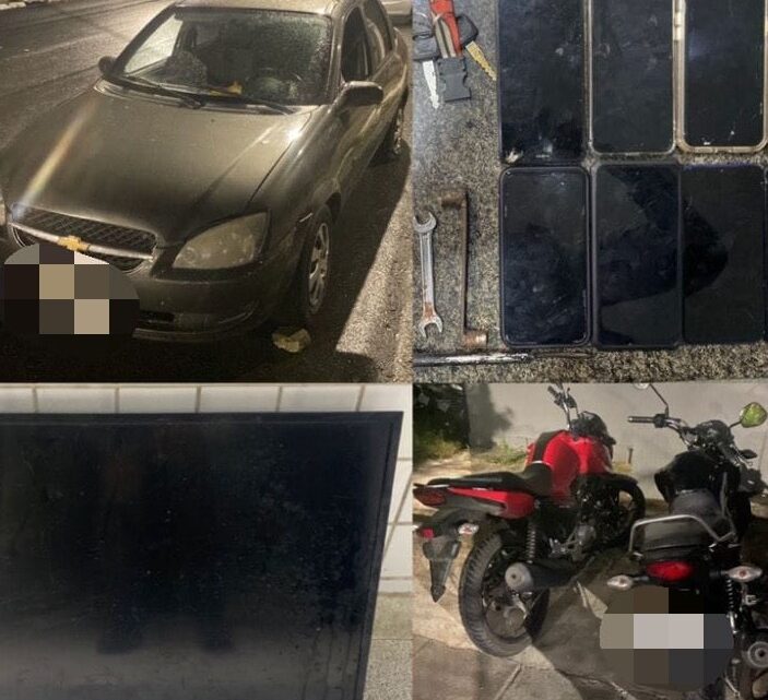 PM recupera motos e objetos roubados, além de prender acusados de diversos assaltos