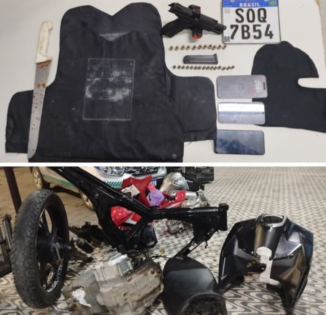 PMs desarticulam desmanche de motos e apreendem arma e munições PMs desarticulam desmanche de motos e apreendem arma e munições