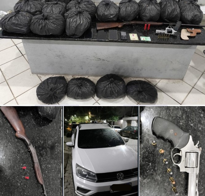Pai e filho são presos com armas e drogas Pai e filho são presos com armas e drogas