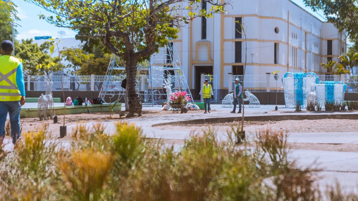 Após retomada da gestão municipal, Praça do Rosário, em Caruaru, passa por revitalização no paisagismo