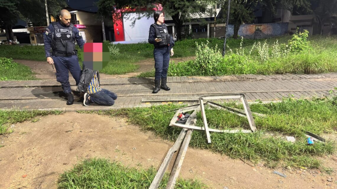 Guarda Municipal de Caruaru detém suspeito por furto de trilhos na Via Parque