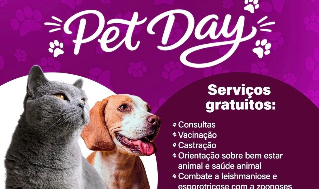 Pet Day com serviços gratuitos para cães e gatos no bairro Cidade Jardim, nesta sexta-feira (25)