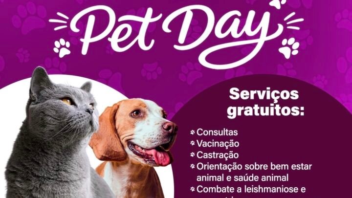 Pet Day com serviços gratuitos para cães e gatos no bairro Cidade Jardim, nesta sexta-feira (25)