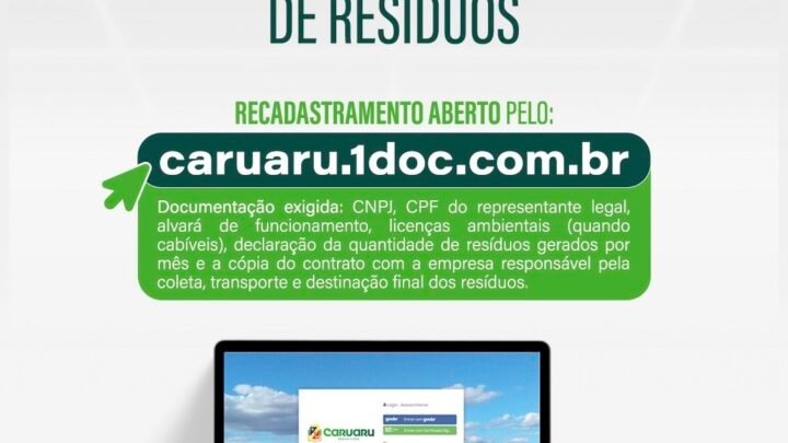 Prefeitura de Caruaru abre recadastramento anual para grandes geradores de resíduos